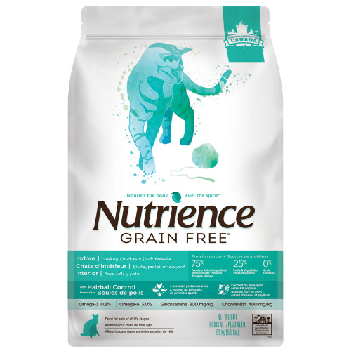 NUTRIENCE Grain Free 2.5kg Indoor Turkey & Chicken & Duck 無穀物 火雞+雞+鴨 室內全貓配方 5.5lb (C2551) (EXP: 7月/2027)